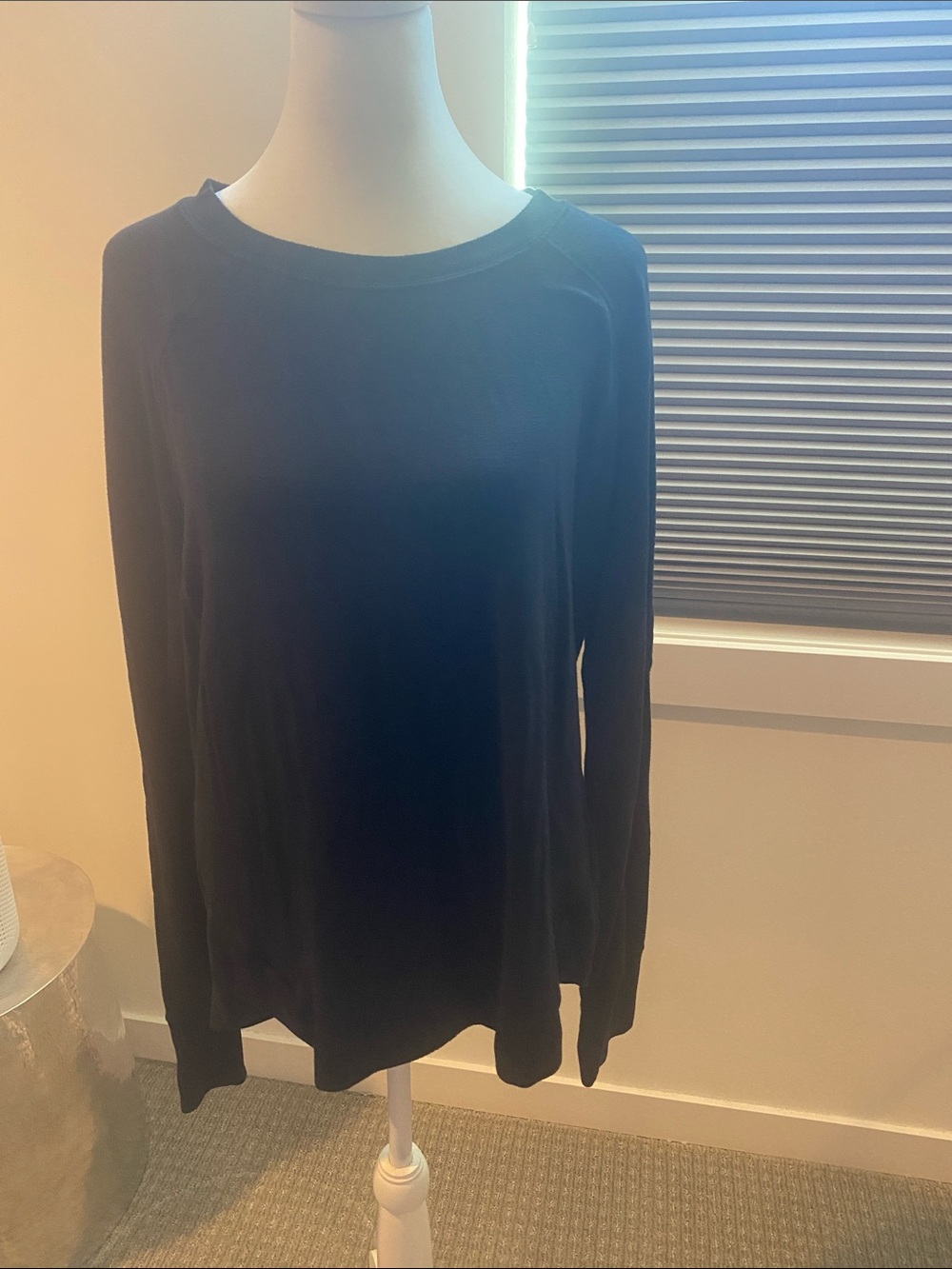 Athleta Black Crewneck Long-Sleeve Top